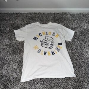Gildan White Tee with Navy and Maize Graphic
